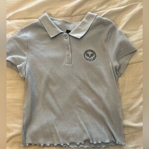 Wild Fable Light Blue Ribbed Polo Top